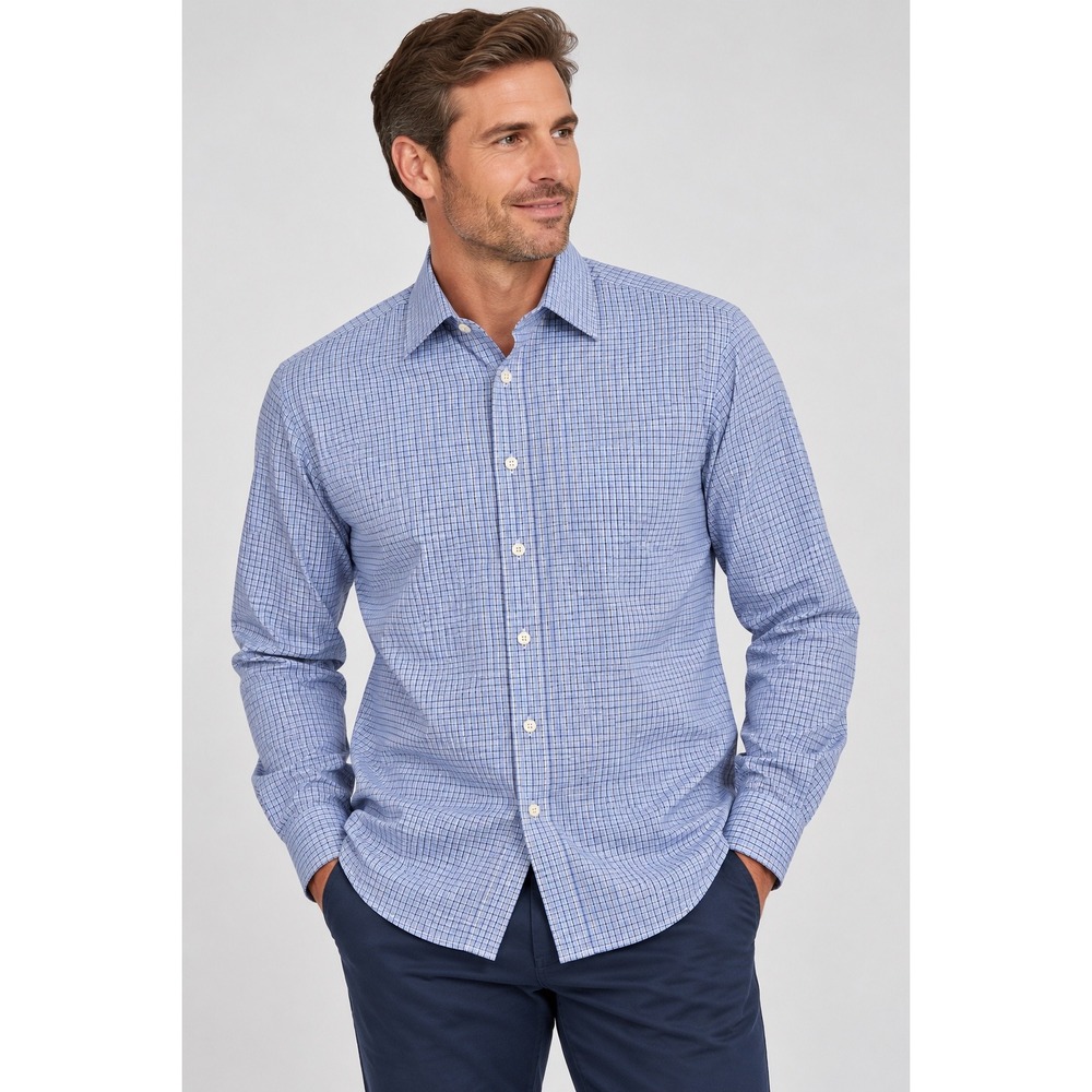 Charles Tyrwhitt Slim Fit Dress Shirt Mens Large 16.5/33 Blue Check Long Sleeve